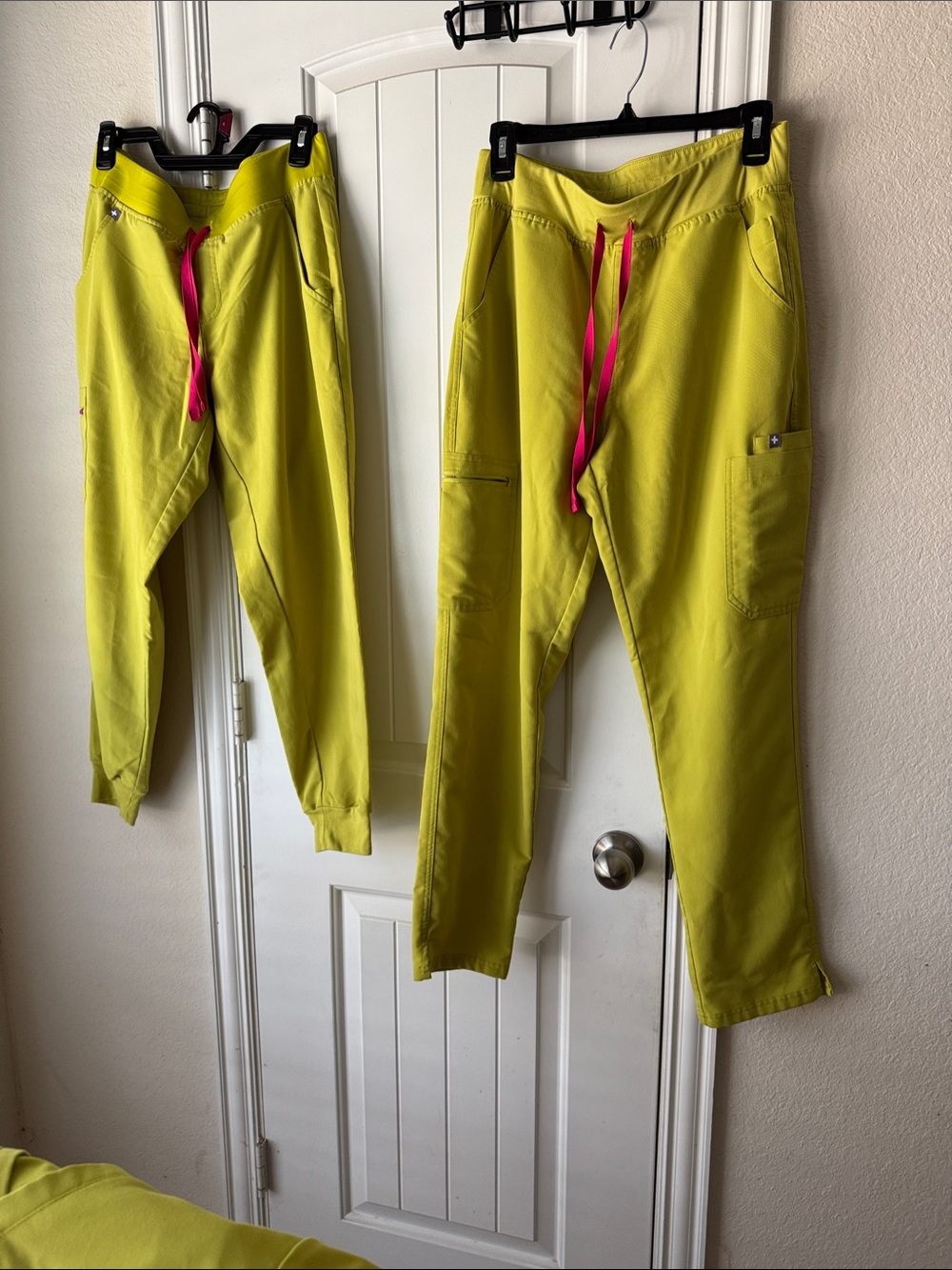 Neon Yellow Jogger Pants with Pink Drawstring